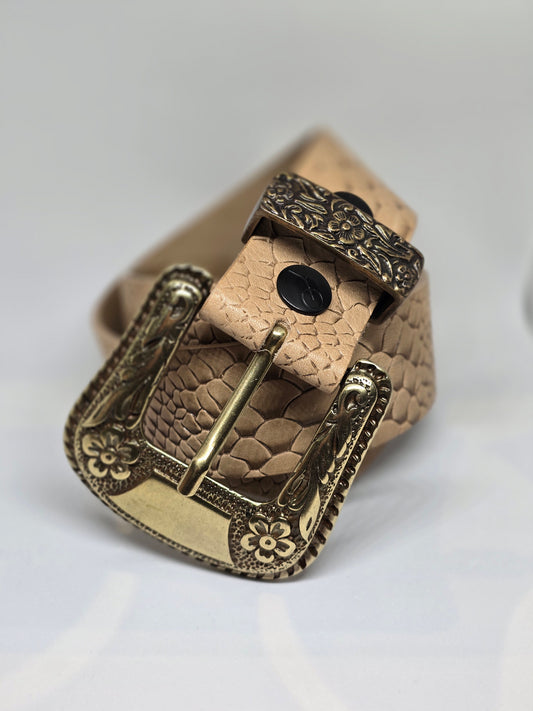 Ceinture beige effet python