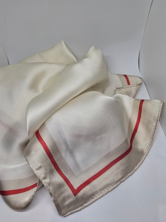 Foulard écru à rayure rouge