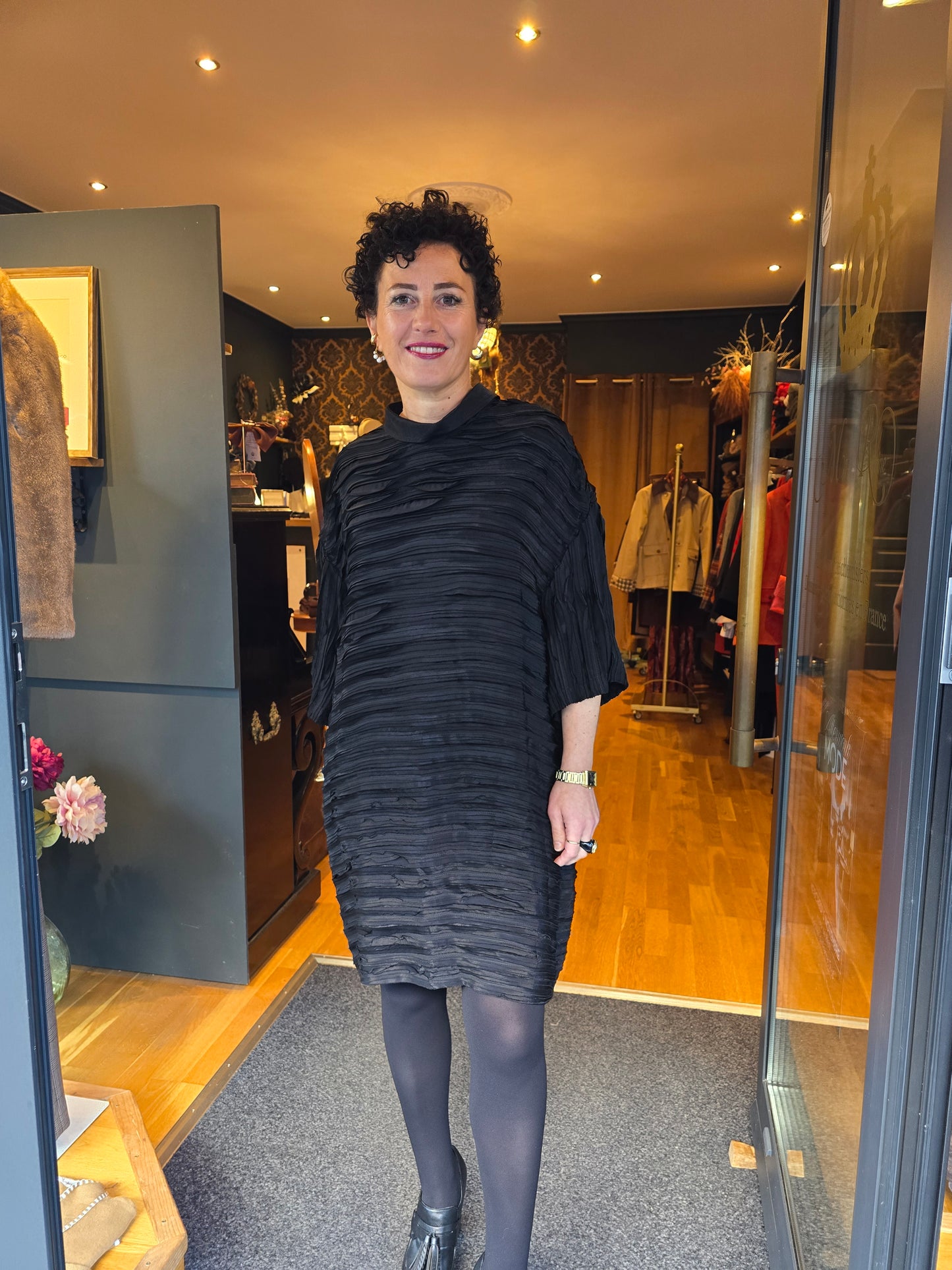 Robe plissée noire - Taille unique