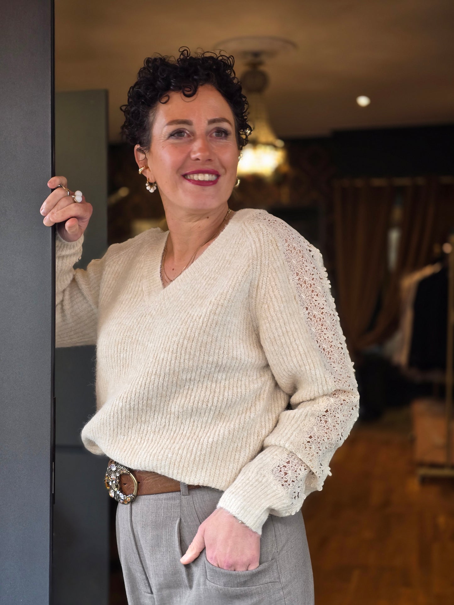 Pull Détail manche en dentelle - Prêt-à-Porter