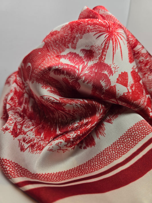 Foulard feuillage rouge