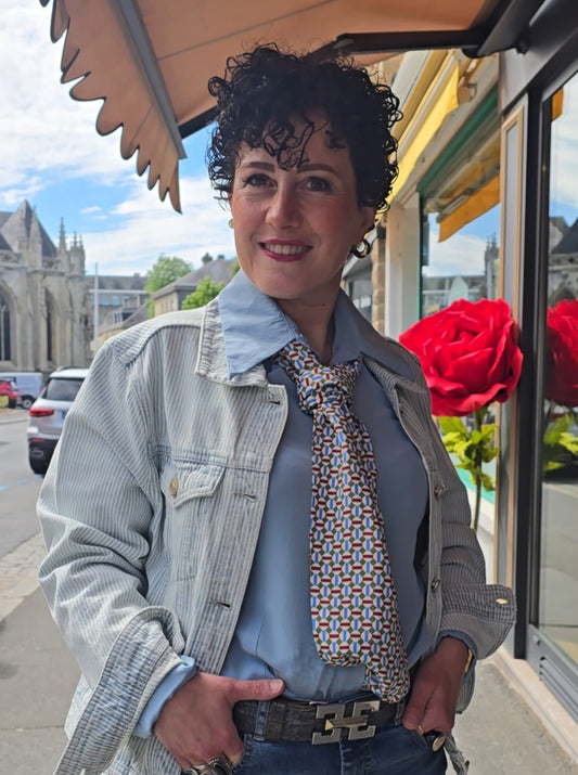 Veste denim rayé