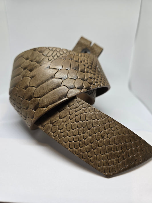 Ceinture chataîgne effet python