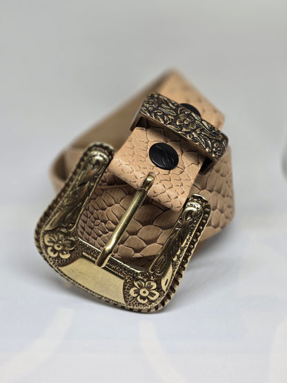 Ceinture beige effet python