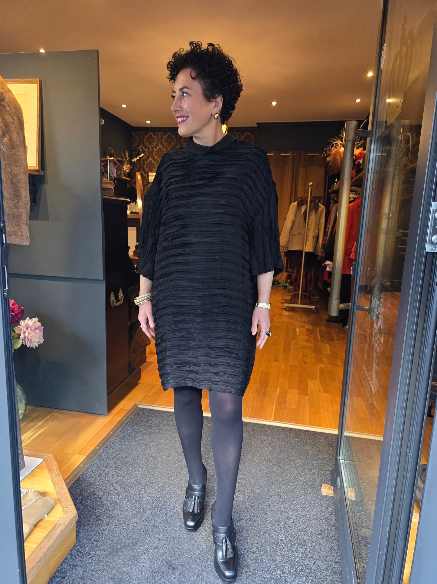Robe plissée noire - Taille unique