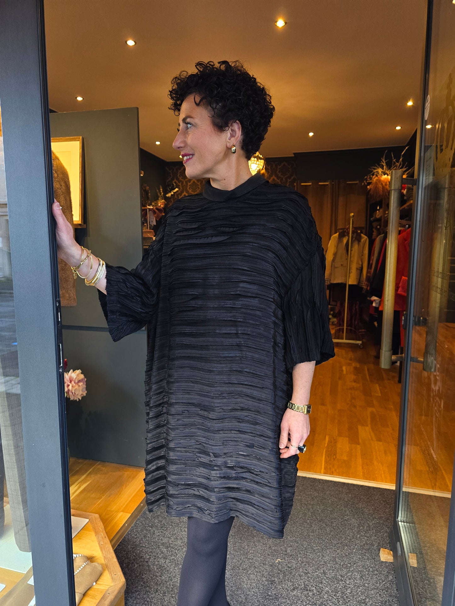 Robe plissée noire - Taille unique