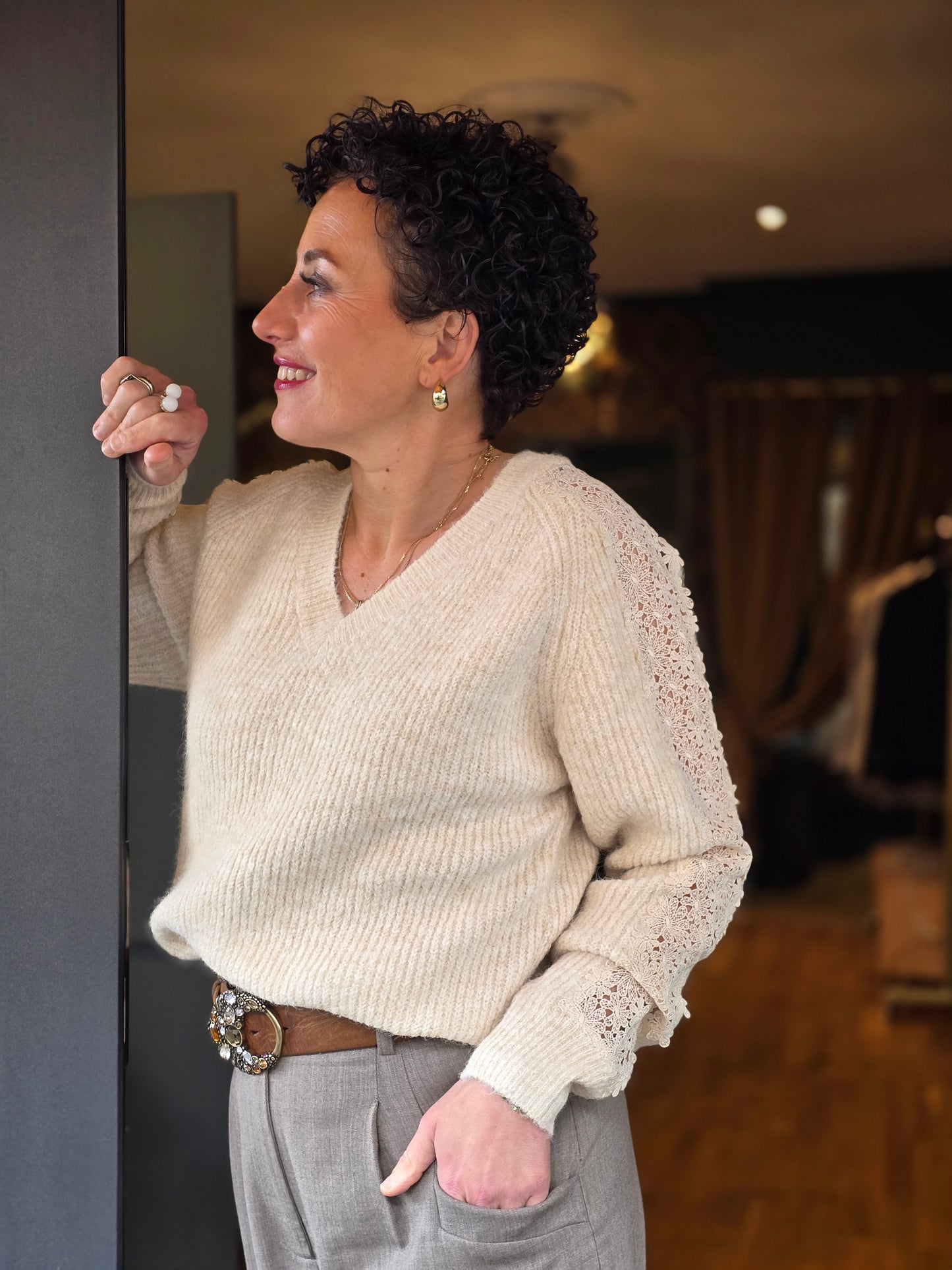 Pull Détail manche en dentelle - Prêt-à-Porter