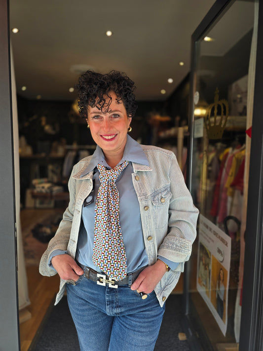 Veste denim rayé