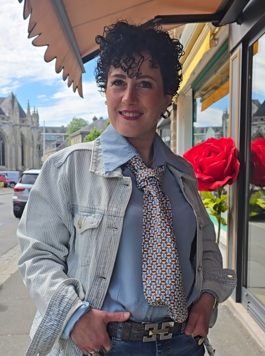 Veste denim rayé