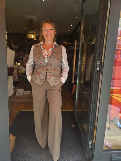 Gilet Pied de poule fleuri