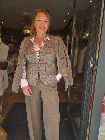 Gilet Pied de poule fleuri