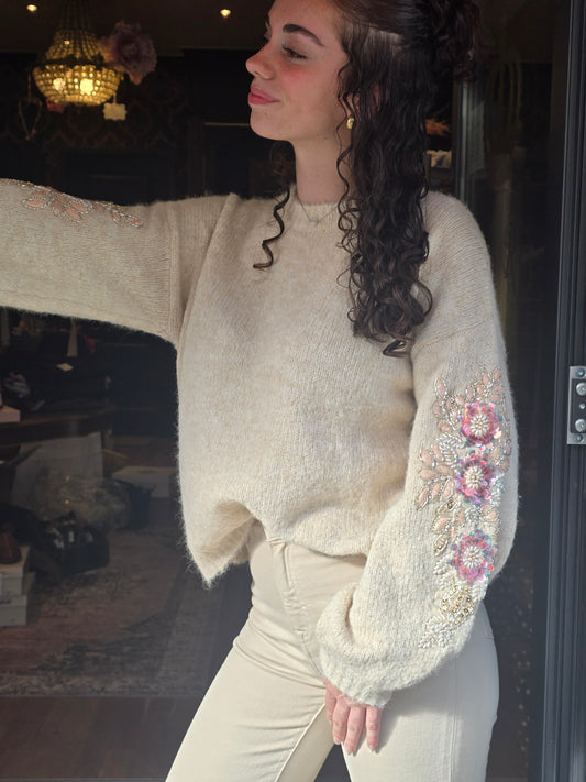 Pull PAILLETTE Ecru