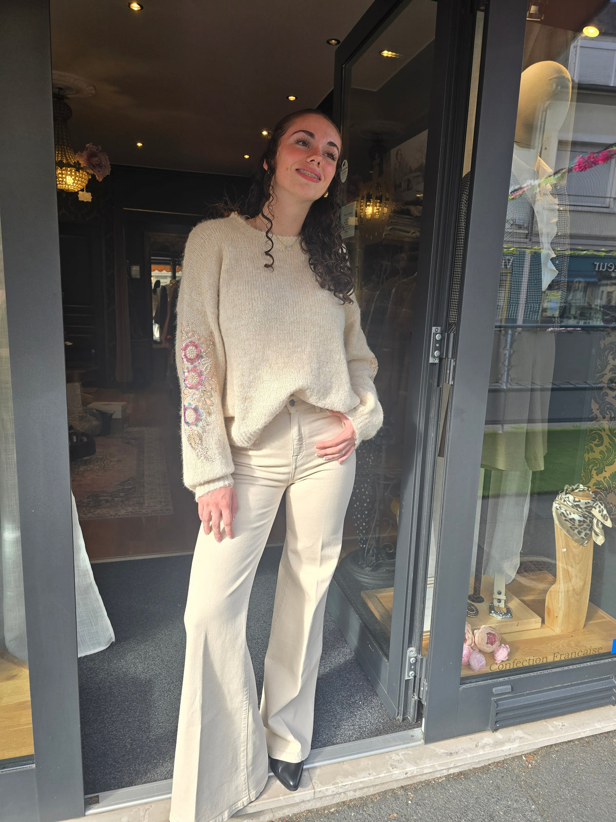Pull PAILLETTE Ecru