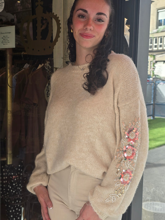 Pull PAILLETTE Ecru