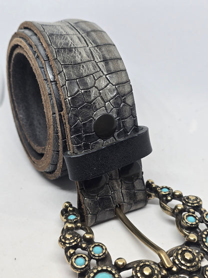 Ceinture bleue CROCO