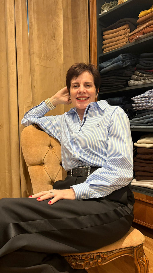 Chemise rayée bleu ciel NORMANDIE - MA REINE X Marie-Anne LECOEUR