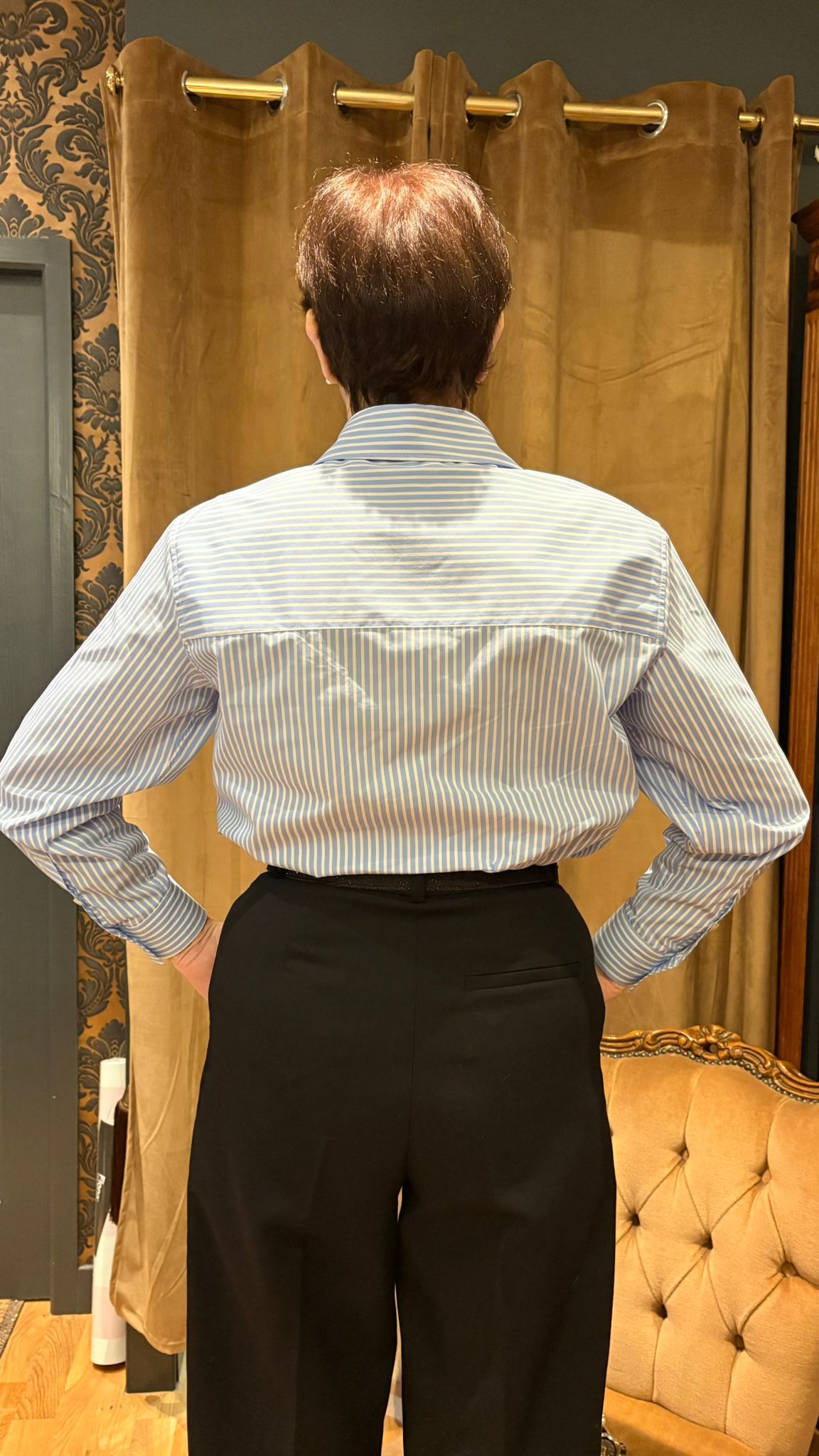 Chemise rayée bleu ciel NORMANDIE - MA REINE X Marie-Anne LECOEUR