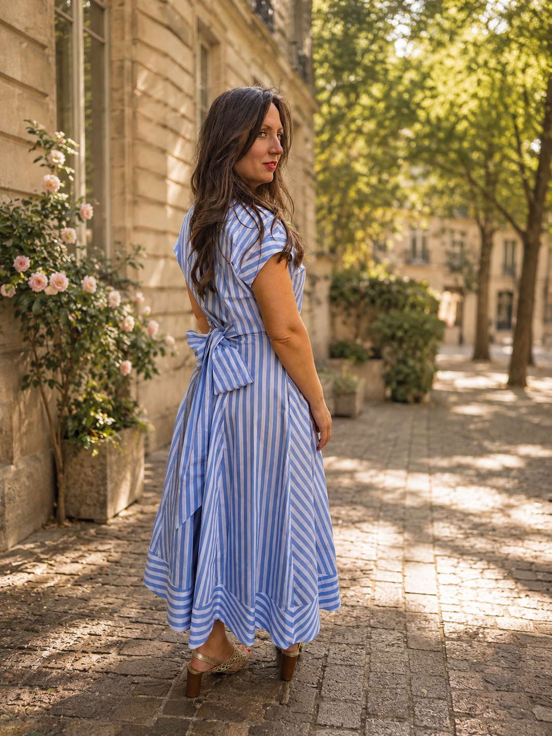 Robe rayée bleue