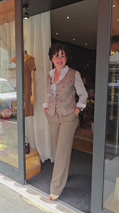 Gilet Prince de galles fleuri